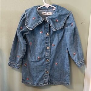 Zara Kids Denim Jacket with Pink Floral Accents